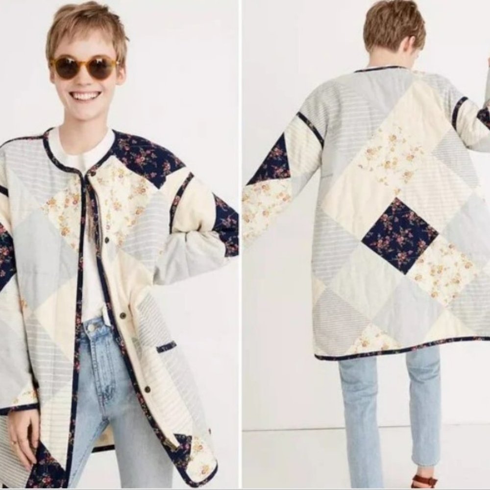 Madewell x The New Denim Project Patchwork Oversized Cocoon Coat Size M
